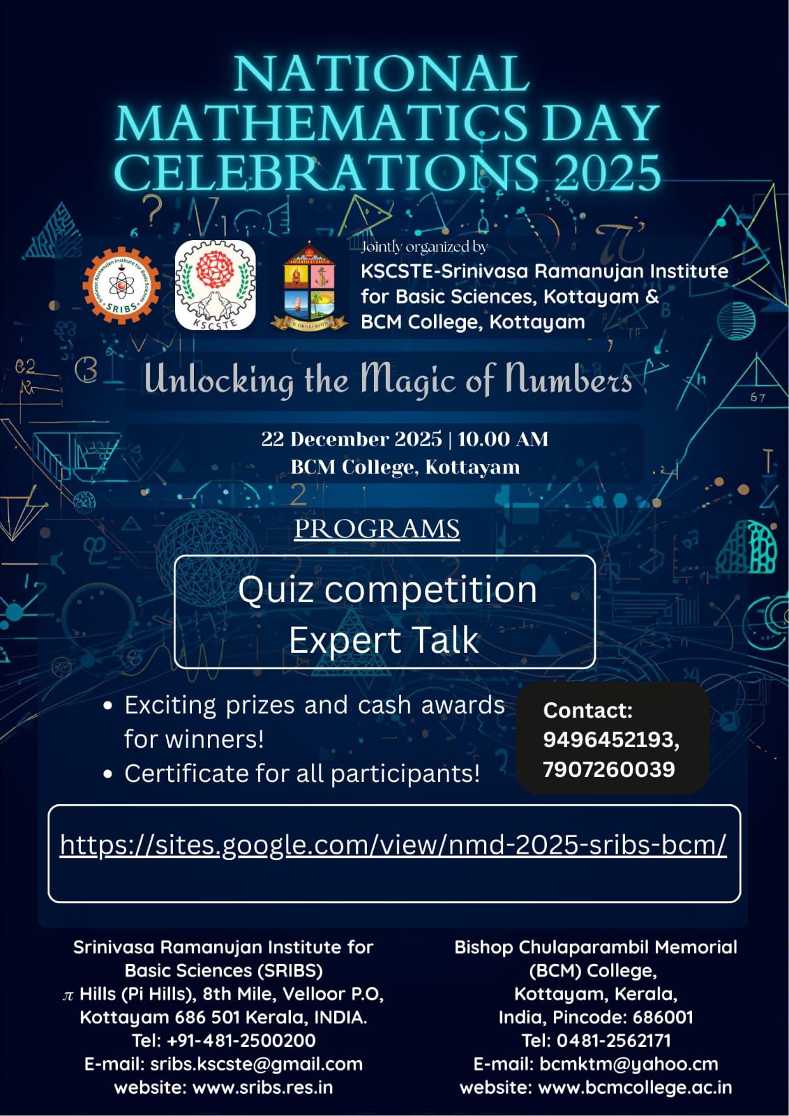 National Mathematics Day Celebrations 2025 - SRIBS - Srinivasa ...